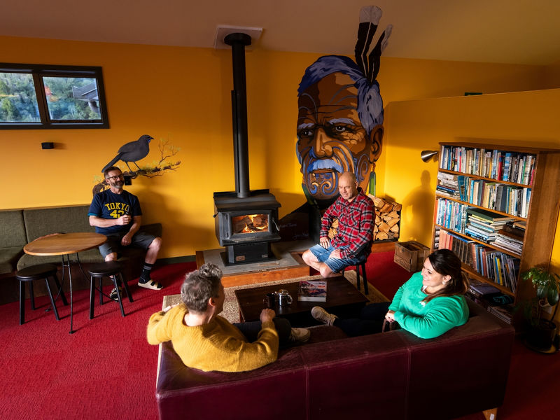 Relaxing at the Timber Trail Lodge.